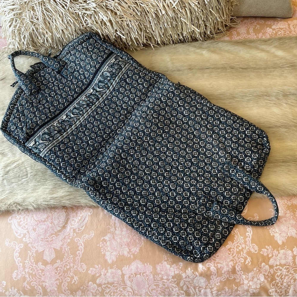 Vintage VERA BRADLEY Nantucket Navy Garment Bag Blue White Travel 2005 Quilted